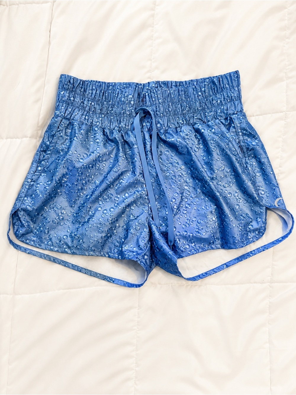 NWT One More Rep Blurd Steel Bubbles Athletic Running Shorts Blue Medium Workout